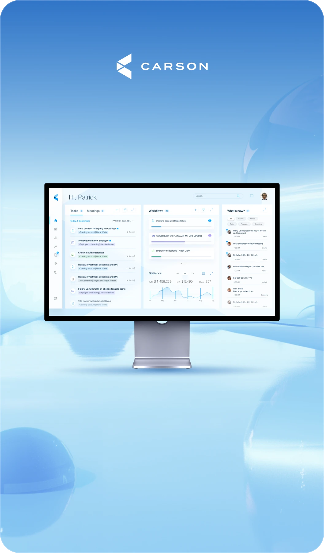 Carson financial advisor platform UX/UI design