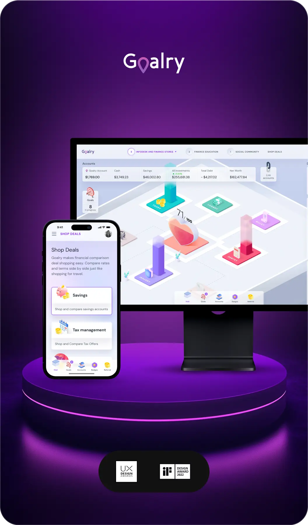 Goalry financial management platform UX/UI design