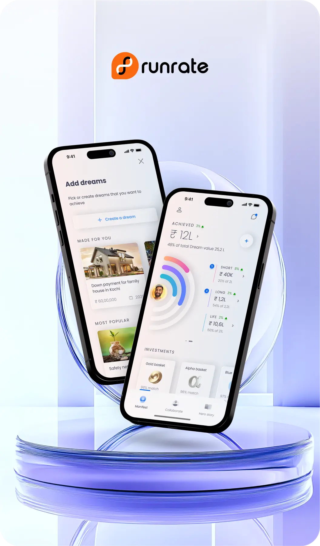 Runrate investment app UX/UI design