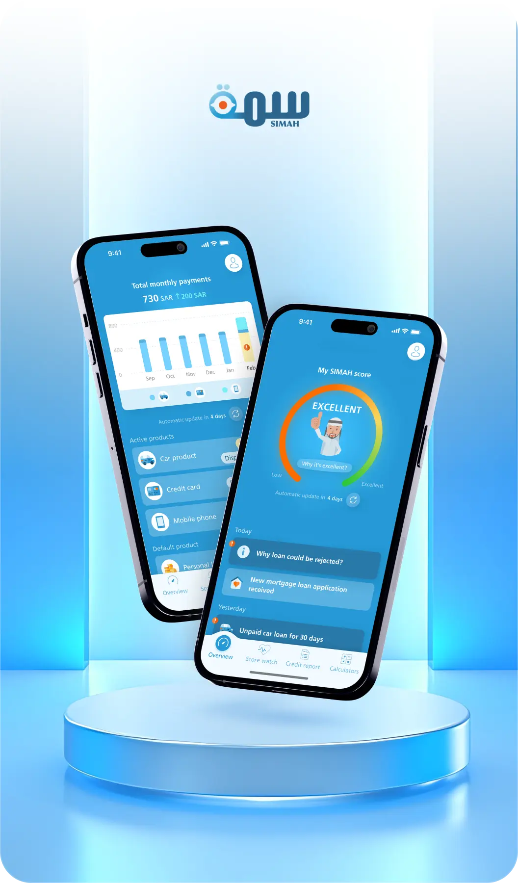 Simah credit score mobile app UX/UI design